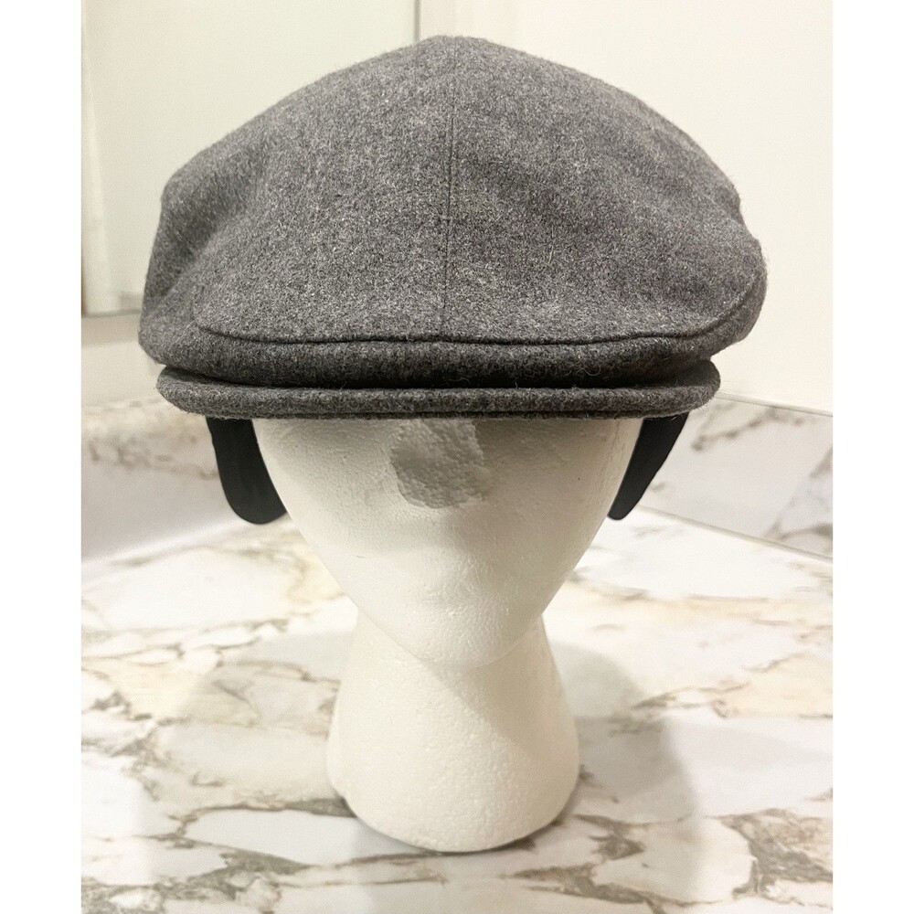 Dockers Mens Wool Blend Ivy Flat Cap Ear Flap Newsboy Hat Gray S/M